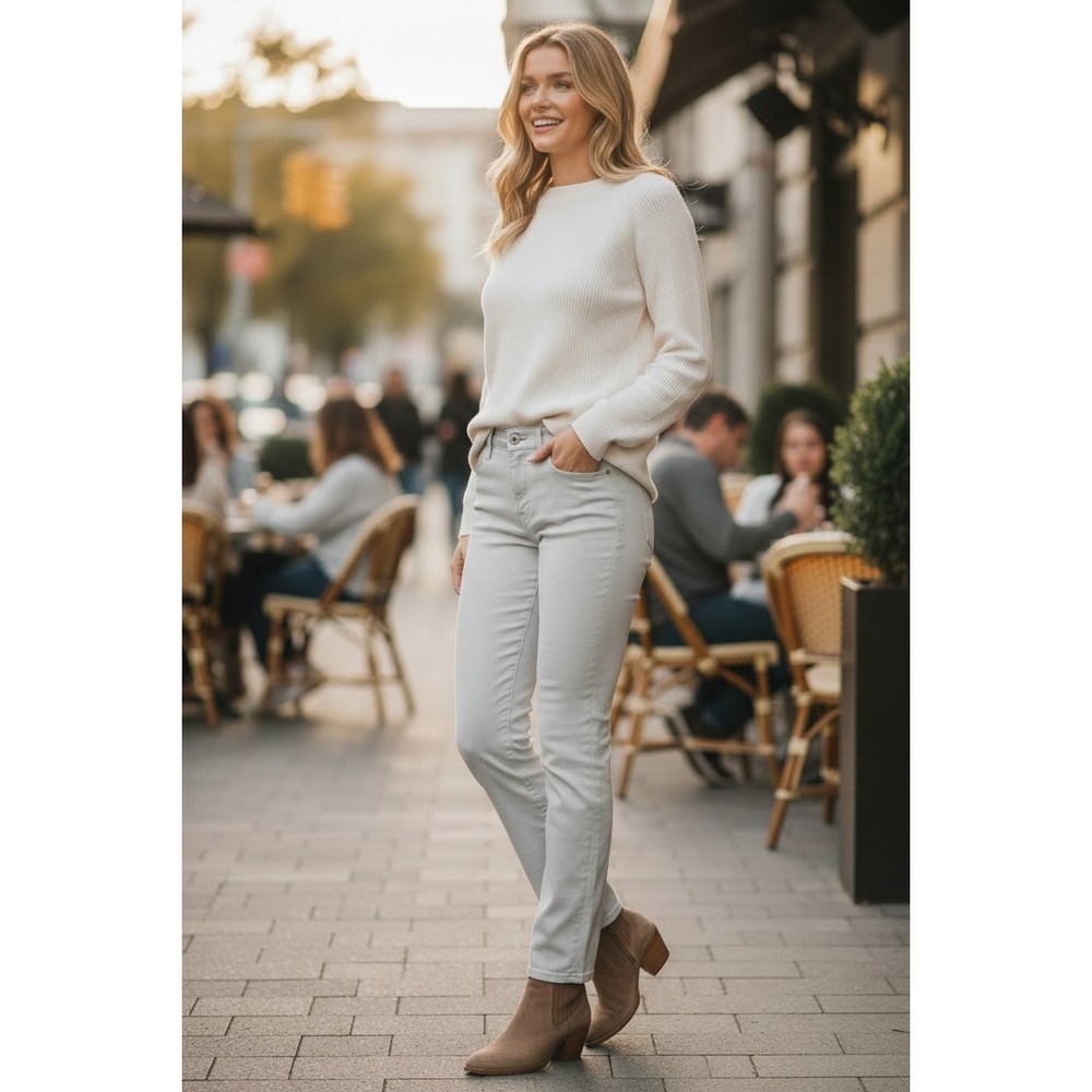 PAIGE VTG NOS Skyline Straight Jeans 26x33 Off White OWHT Tall USA Made Preppy